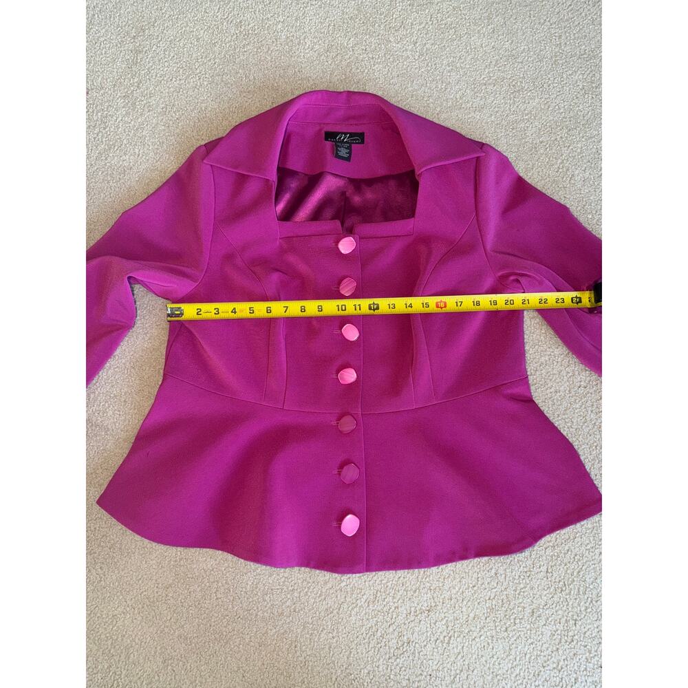 Midnight Velvet Fuchsia Peplum Blazer Jacket 18W Square Neck Covered Buttons - Picture 5 of 6